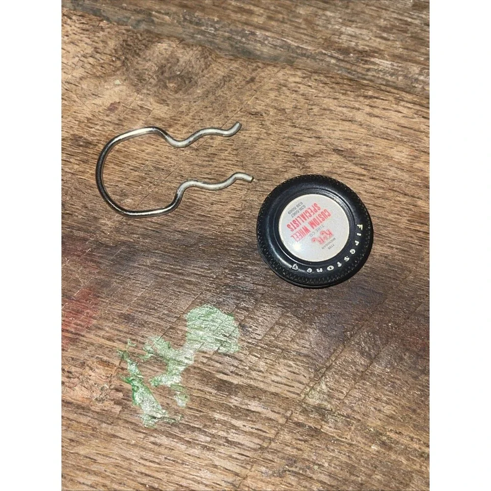 Vintage FIRESTONE STORES Tire Ring Keychain - Michigan R&R Tire Co.